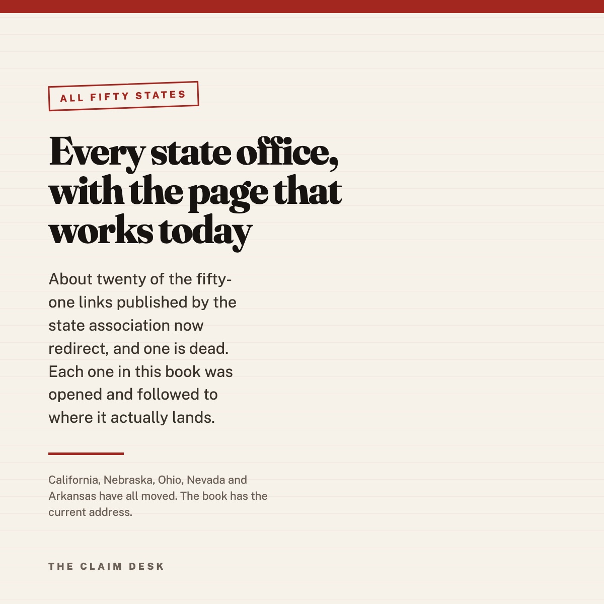Every state office, with the page that works today